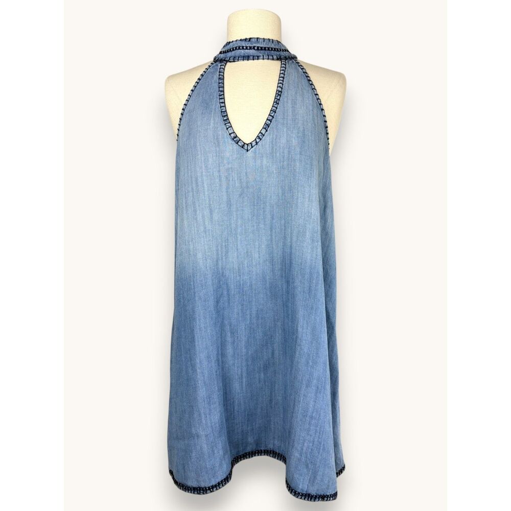 Cloth & Stone Anthropologie Tencel Chambray Halter Swing Dress Coastal Cottage